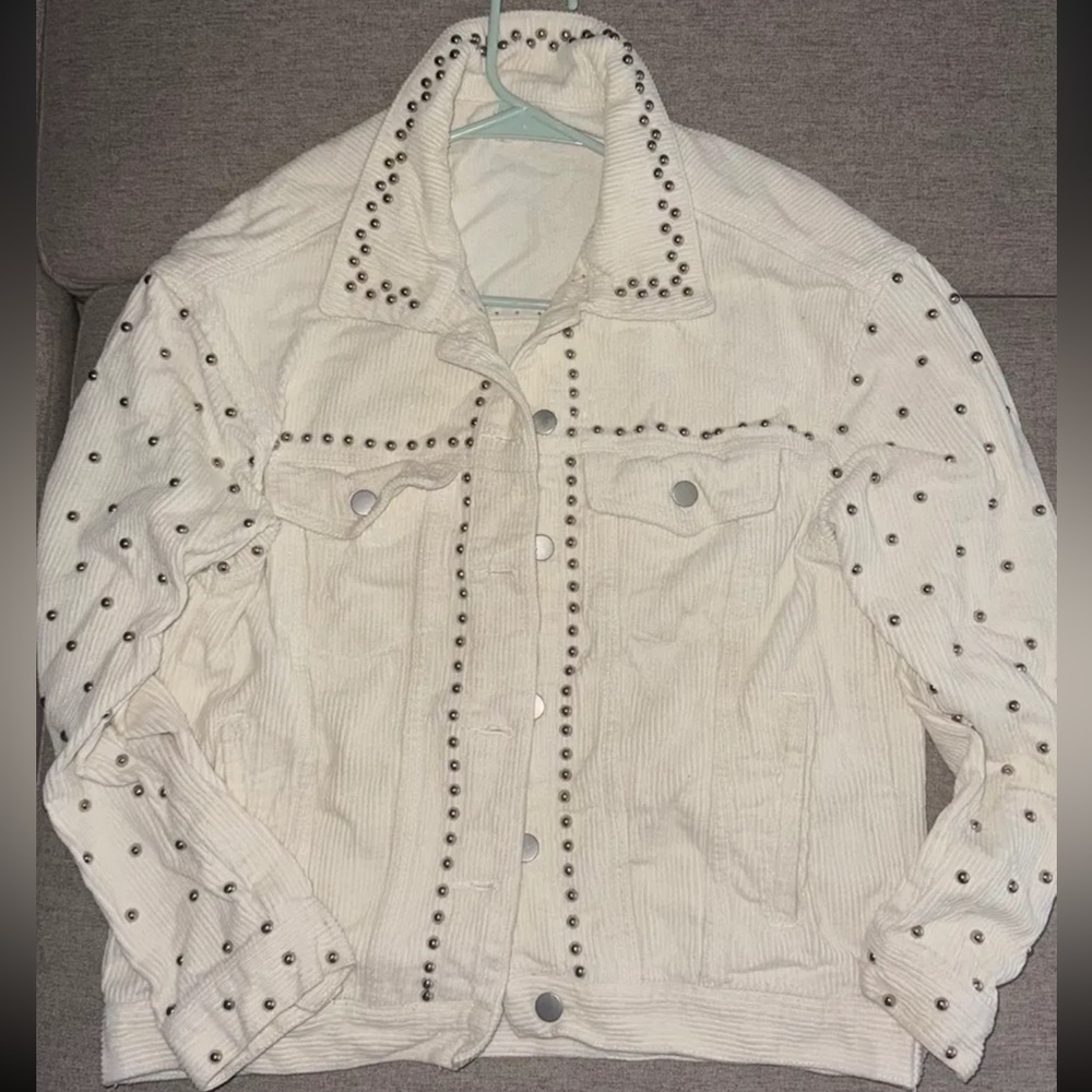 Studded White corduroy Jacket